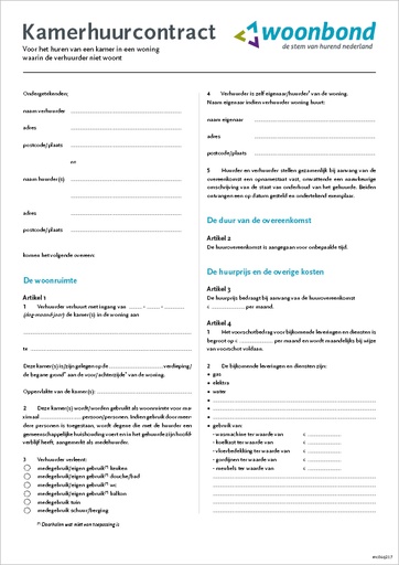 [B-MC04D] Huurcontract kamer(s) niet-inwoning (PDF)