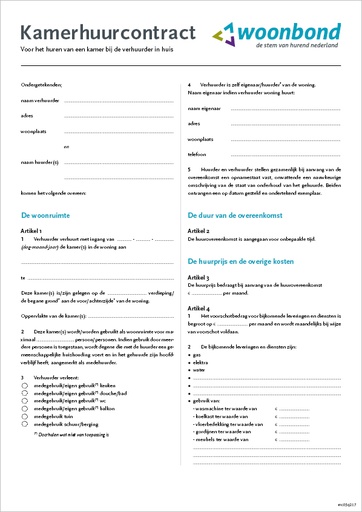 [B-MC03D] Huurcontract kamer(s) inwoning (PDF)